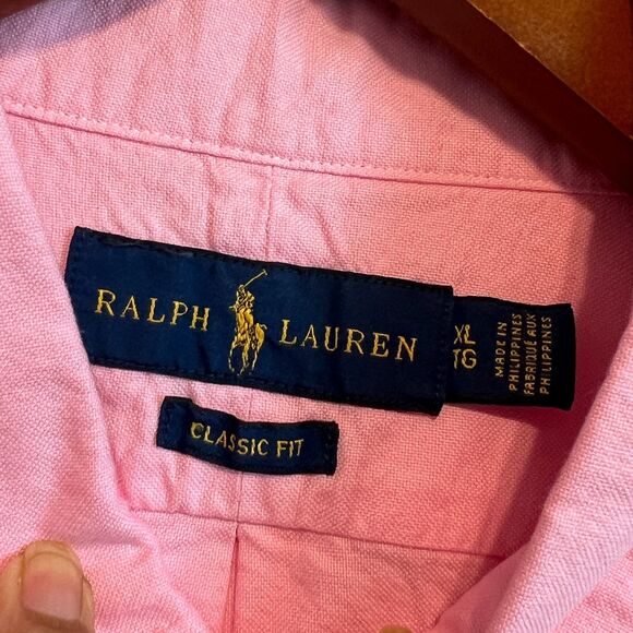 Polo Ralph Lauren Shirt Men’s XL Pink Chambray Classic Fit Pony Oxford - Picture 4 of 12
